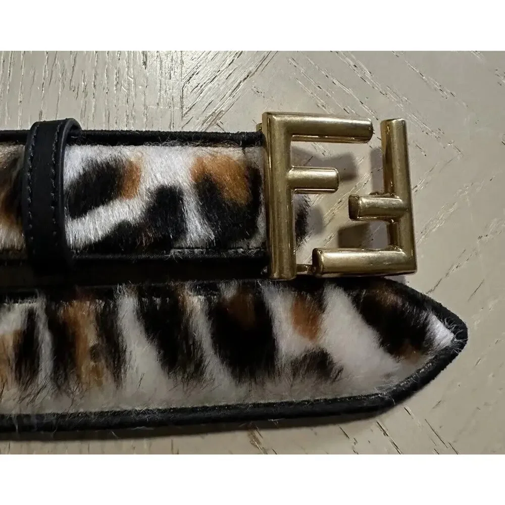 Fendi Women's FF Logo Leather Belt Black/Brown/White 36/90 8C0649 Italy NWT $750